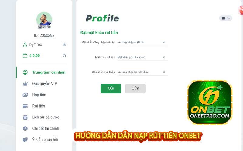 Hướng dẫn dẫn nạp rút tiền Onbet 